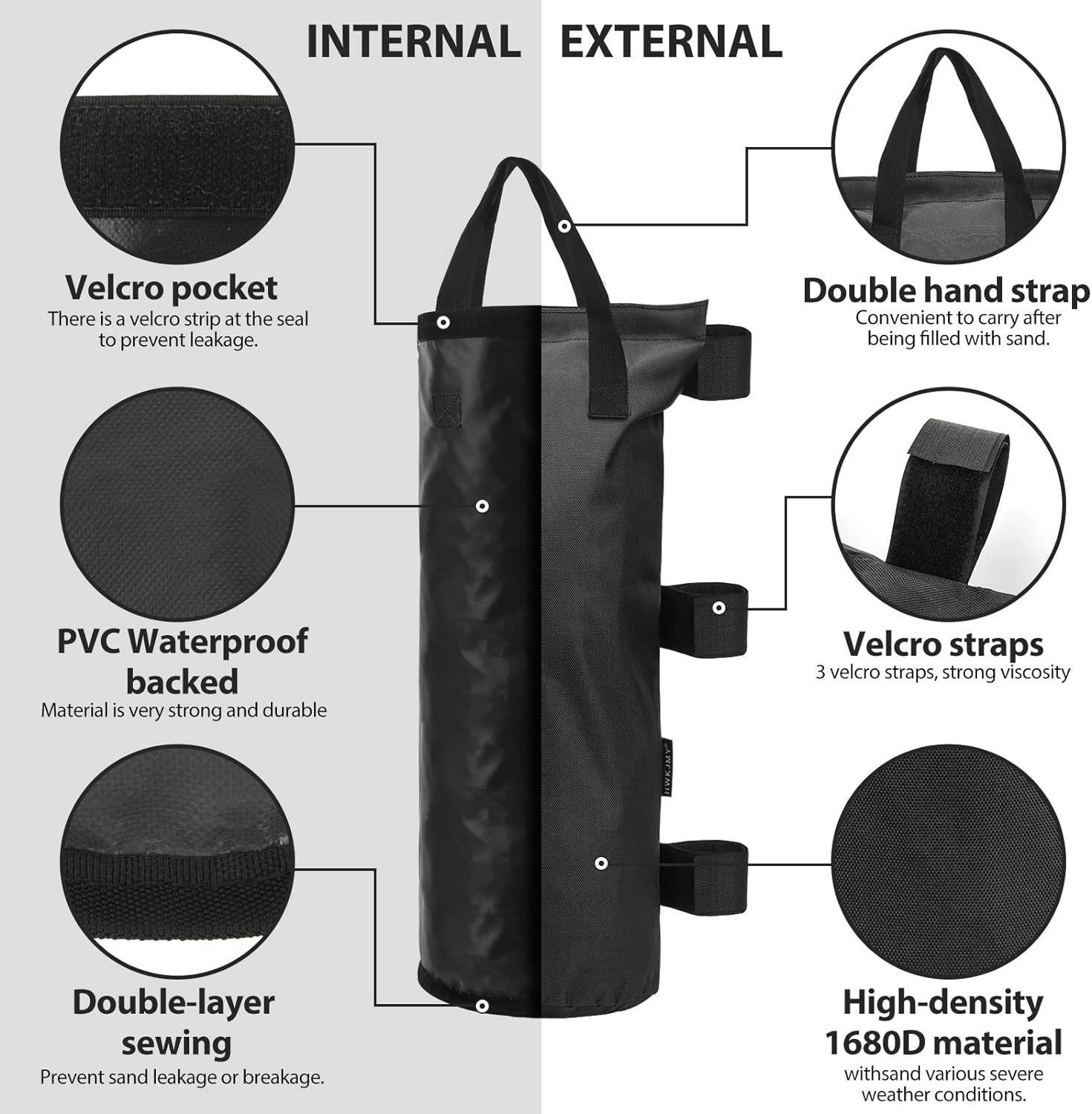 OUTDOOR WIND Canopy Weight Bags 112lbs Sand Bags for Canopy Tent,4 Packs  Black,Without Sand