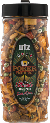 Primary image for Utz Poker Mix, A Savory Blend of Crunchy Snacks- 2-Pack 23 oz. Cannisters