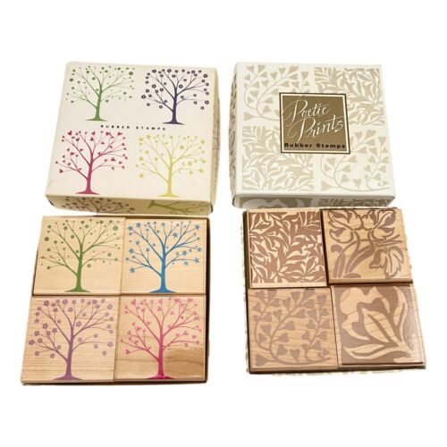 Hero Petit Prints Lot 2 Boxes 8 Stamps Wood Mounted Rubber Seasons Trees - $33.88