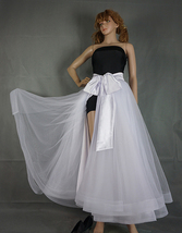 WHITE Wedding Full Tulle Skirt Bridal Over Skirt White Layered Open Skirt image 4
