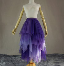 PURPLE Layered Long Tulle Skirt Tiered Holiday Skirt Outfit Custom Plus Size  image 1