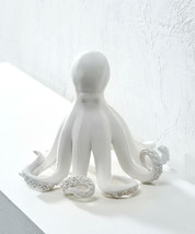 White Octopus Figurine Nautical 8.2" High Poly Stone Seaside Ocean Sea Coastal