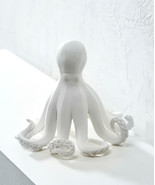 White Octopus Figurine Nautical 8.2&quot; High Poly Stone Seaside Ocean Sea C... - $56.42