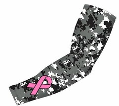 Pink Ribbon Breast Cancer Compression Baseball Football Arm Sleeve White  Elite