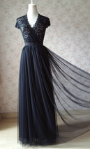 BLACK Long Maxi Tulle Skirt High Waisted Black Tulle Skirt Plus Size Black Skirt image 2