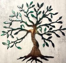 Olive Tree of Life - Metal Wall Art - Copper Green tinged 20" x 20" - $63.64