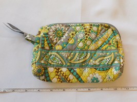 Vera Bradley Lemon Parfait Paisley Floral Toiletry cosmetic bag Travel makeup - $25.73