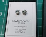 PewterHooter .925 Sterling Silver Stud Earrings Made With Swarovski Crystal - $12.04