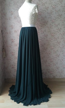 Dark Green Plus Size Maxi Chiffon Skirt Dark Green Bridesmaid Maxi Chiffon Skirt image 10