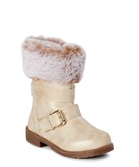 Girls Nicole Miller Boots Size 7 8 9 or 10 Faux Fur Faux Leather Golden Tan - $19.95