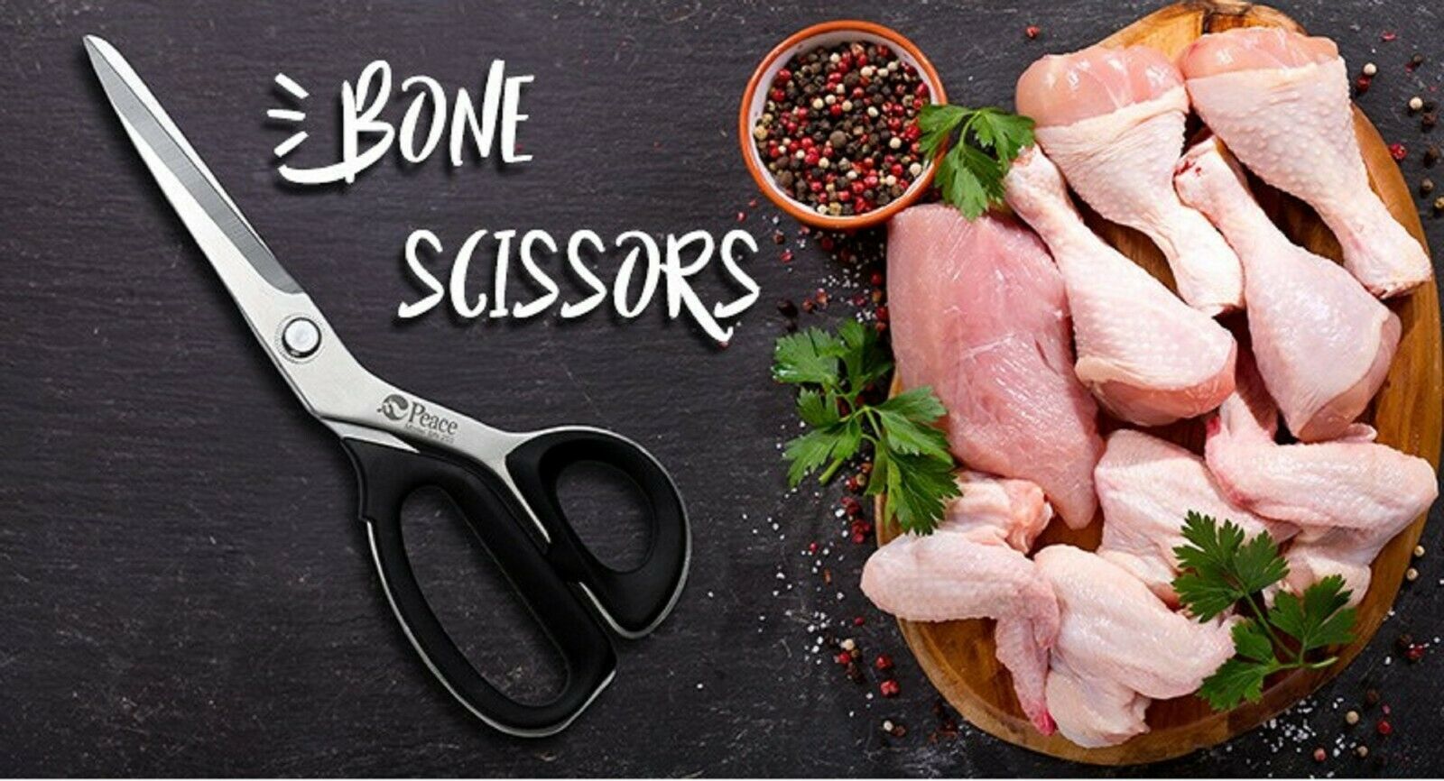 Peace Bone Meat Scissors Shears Kitchen Cutlery Chicken Turkey 4T Sharp  Blade