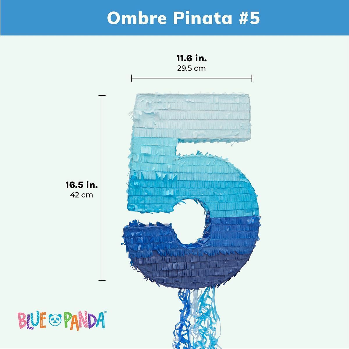 Number 1 Pull String Pinata for Boys, 1st Birthday Party Decorations, Ombre  Blue (16.5 x 11.5 x 3 In)