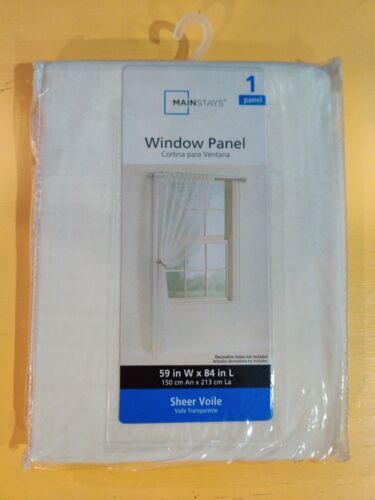 Primary image for Sheer Voile 59"W x 84”L window panel fresh ivory rod pocket Mainstays