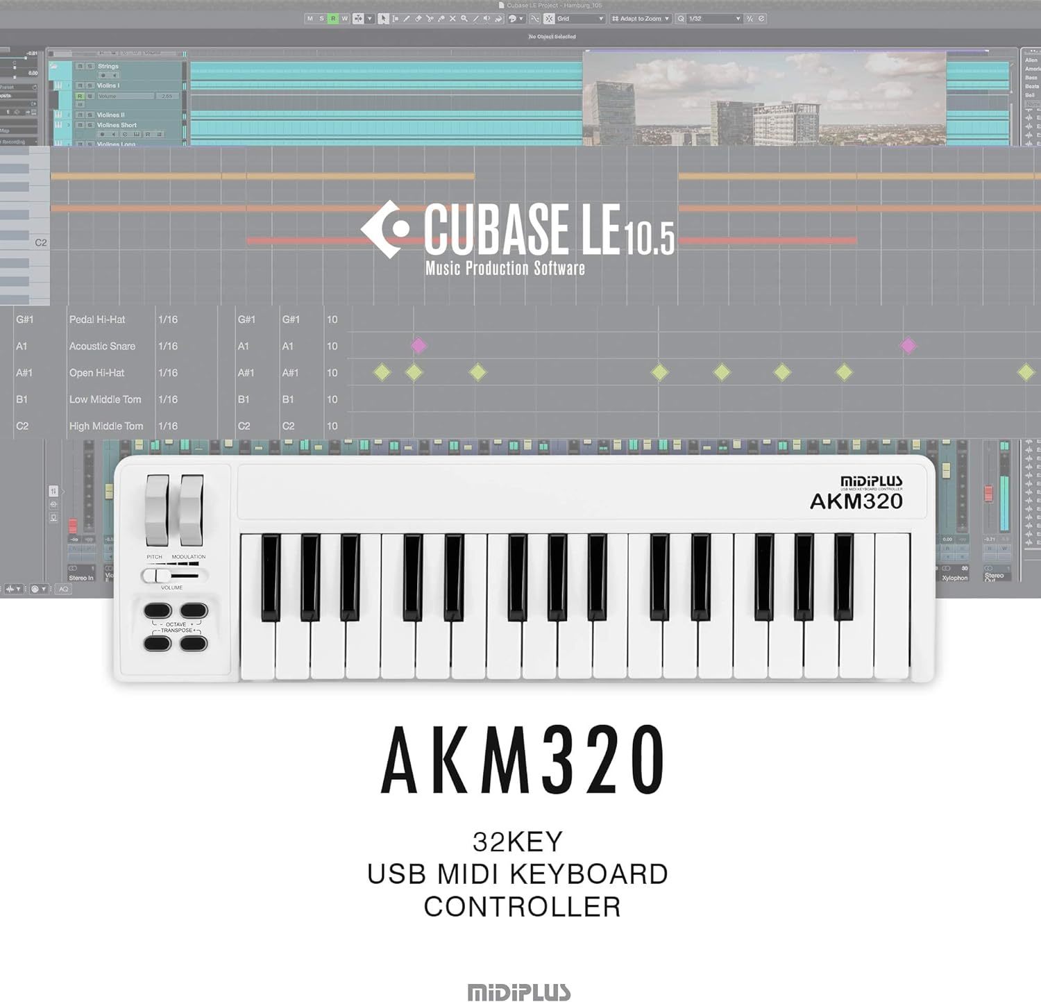32Key, White, Usb Midi Keyboard Controller From Midiplus With Cubase