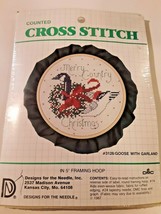 Counted Cross Stitch Merry Country Christmas #3126 Goose With Garland Ne... - $9.79