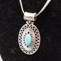 Trifari Medallion Necklace Faux Turquoise Statement Pendant Necklace - $55.46
