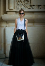 Black Maxi Tulle Skirt,  Women's Full Tulle Maxi Skirt, Plus Size- Dressromantic
