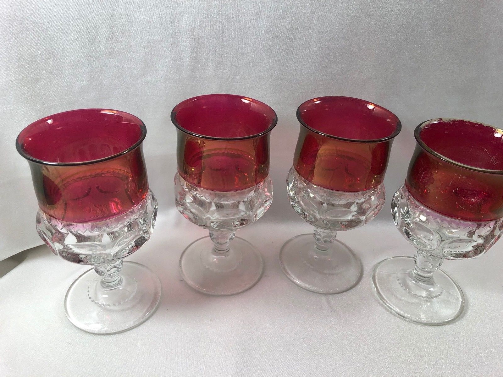 Kings Crown thumbprint Stemmed Wine and Water Glasses - b172 (66) - Ruby  Lane