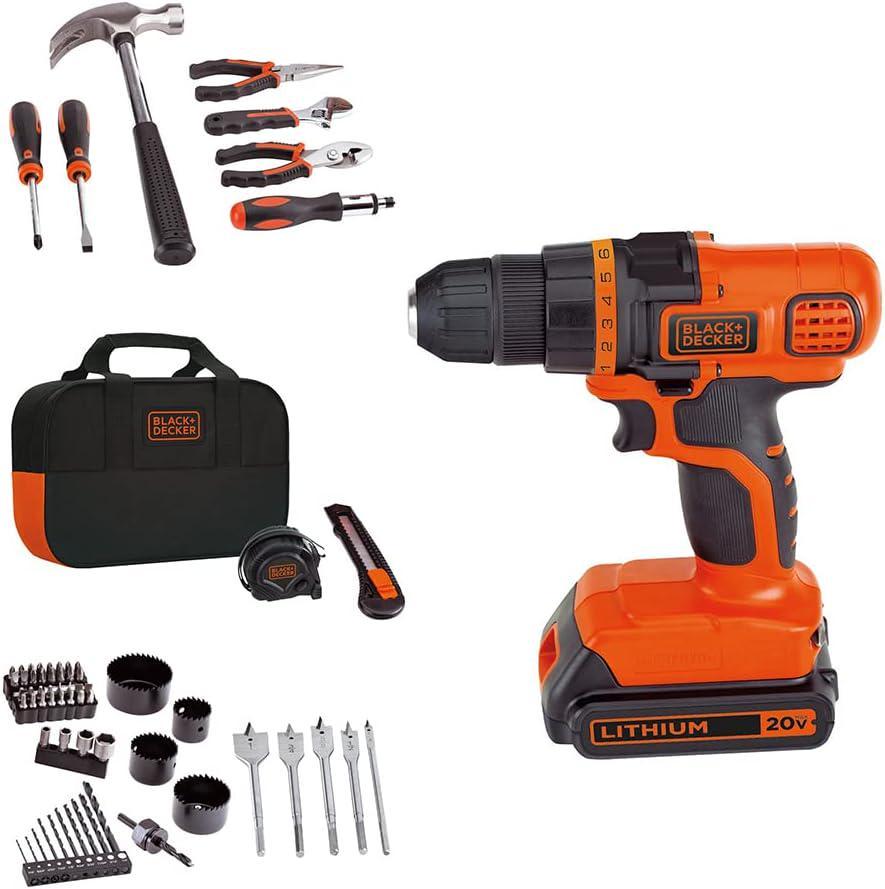 BLACK+DECKER 20V Max Drill & Home Tool Kit, 68 Piece - Damaged Box