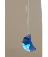 Crystal Faceted Blue Crescent Moon Suncatcher New - $27.98