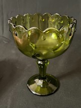 Vintage Green Indiana Glass Compote with Teardrop Pattern - $14.99