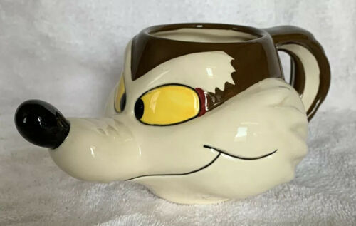 1989 Wile E. Coyote 3D Ceramic Looney Tunes Mug Cup Brand New 8”Lx3.5”T