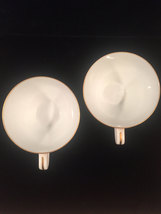 2 Noritake Orange and White tea cups - Vintage 50s flat cup with gold trim image 4