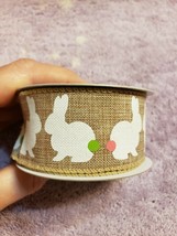 Celebrate It Easter Paques 3 Yards Ribbon Fabric White Bunny Rabbits Easter - $4.95