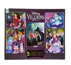 DISNEY Villains 5 Jigsaw Puzzles Ursula Cruella Scar Jafar Maleficent Evil Queen - $18.50