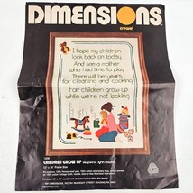 Vintage Dimensions Children Grow Up 12x16 Crewel Needlework Embroidery 1206 - $14.85