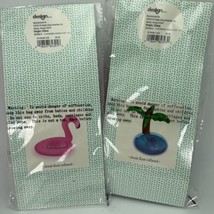 Lot of 2 Inflatable Pool Drink Floats Pink Flamingos Palm Tree 2 Count each - $9.75
