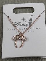 Disney Parks Minnie Mouse Ears Headband Cubic Zirconia Necklace NEW