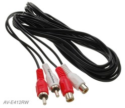 12Ft 2-Rca Male To Female Red/White Extension Cable, Av-E412Rw - $17.99