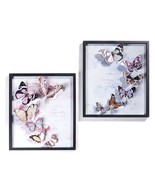Butterfly Framed Wall Plaques Set 2 Raised Metal Butterflies 3D Effect P... - $98.99
