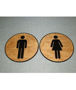 Large Round Ladies &amp; Men Wood 8 inch Restroom Door Set Signs - $30.00