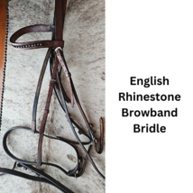 English Bridle Rhinestone Browband Brown USED image 5