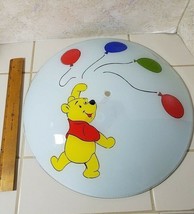 Winnie the Pooh Walt Disney Ceiling Glass Light Shade Cover 15 in Vintage - $19.75