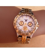Mens Fossil Blue chronograph watch / silver and gold plate band - unisex... - $295.00