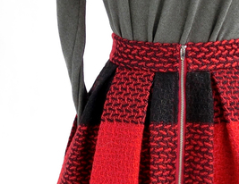 RED PLAID Women Midi Skirt Autumn Classic Plus Size Flannel Long Plaid Skirts image 5