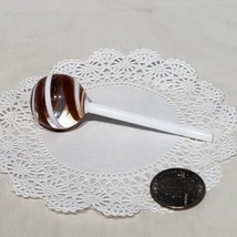 Murano Italian Glass White Brown Swirl Lollipop 1&quot; x 3.75&quot; Italy Stamped... - $32.95