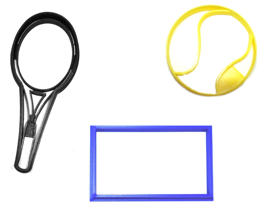 Tennis Ball Racket Court Sport Athletics Set Of 3 Cookie Cutters USA PR1373 - $6.99
