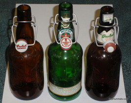 Lot of 3 GROLSCH Amber + Brauer Beer Bottles Porcelain Swing Top With Labels  - $36.85