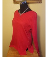 Croft &amp; Barrow  Red w Gold Knit Split Hem Sweater - Large L - $39.95