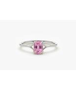 0.20 Ct Emerald Cut Pink Sapphire Wedding Engagement Ring 14k White Gold Finish - $92.99