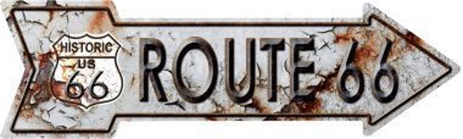Rustic Look Route 66 Novelty Metal Arrow Sign 17" x 5" Wall Decor - $15.95