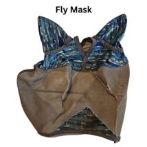 Cashel Blue Aqua Fly Mask With Ears Horse Size USED image 1