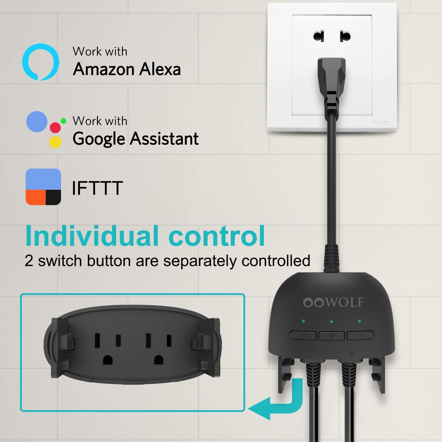 Minoston Outdoor Smart Plug Wi-Fi Plugs Outlet with 2 Individual