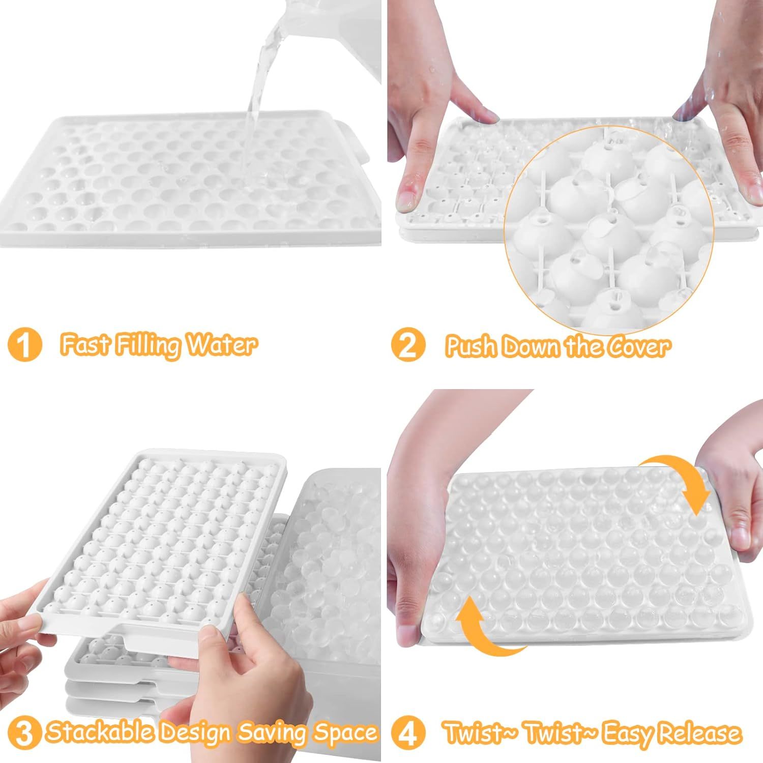 Mini Ice Cube Trays for Freezer with Bin, 6 Pack Silicone Molds with  Storage Container and Ice Scoop, 160 Stackable Crushed Trays Easy Release  Small