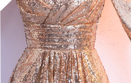 Women Long Sequin Dress Outfit Half Sleeve Wedding Gold Sequin Dress Plus Size image 9