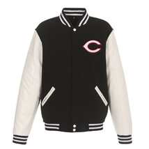 MLB Cincinnati Reds Reversible Fleece Jacket PVC Sleeves 2 Front Logos JHD - $119.99